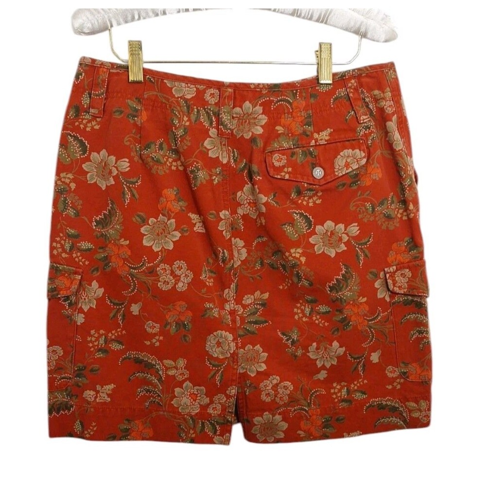 Eddie Bauer Women's Size 10 Petite Skirt Orange Rust Floral - Picture 2 of 13